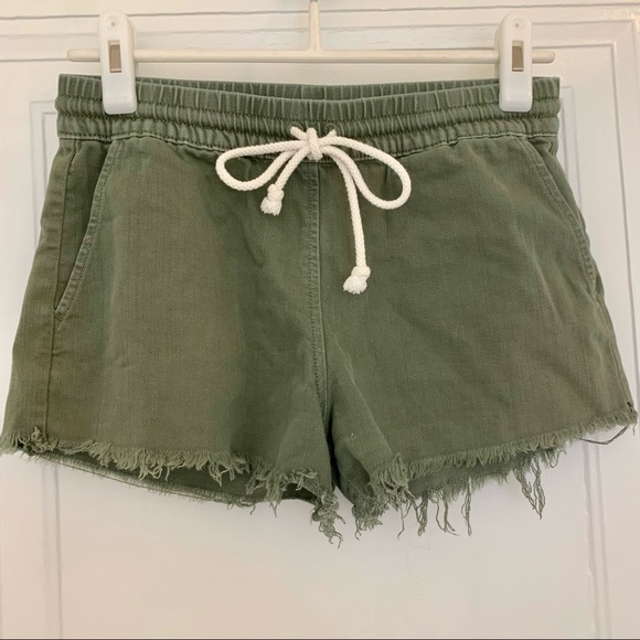 aerie Pants - Aerie army Green Drawstring “jean” shorts size XS